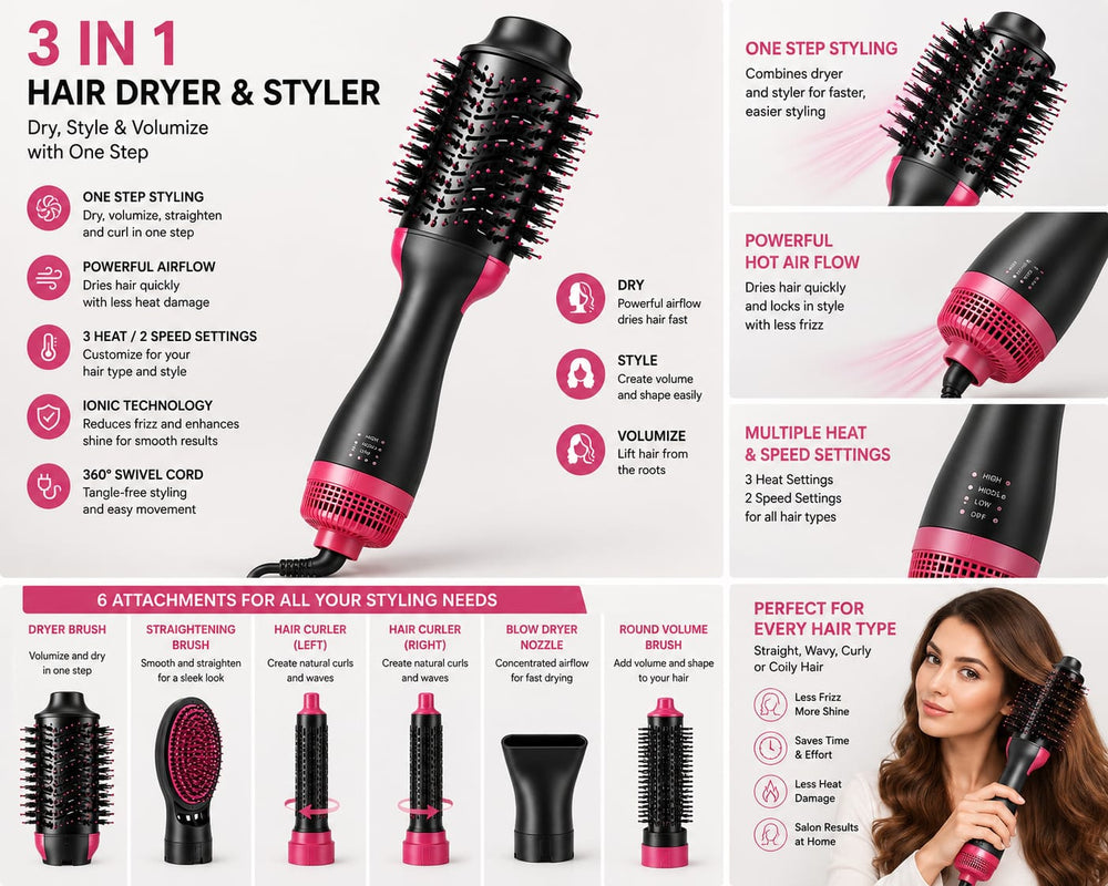 Hair Dryer & Styler 6-in-1
